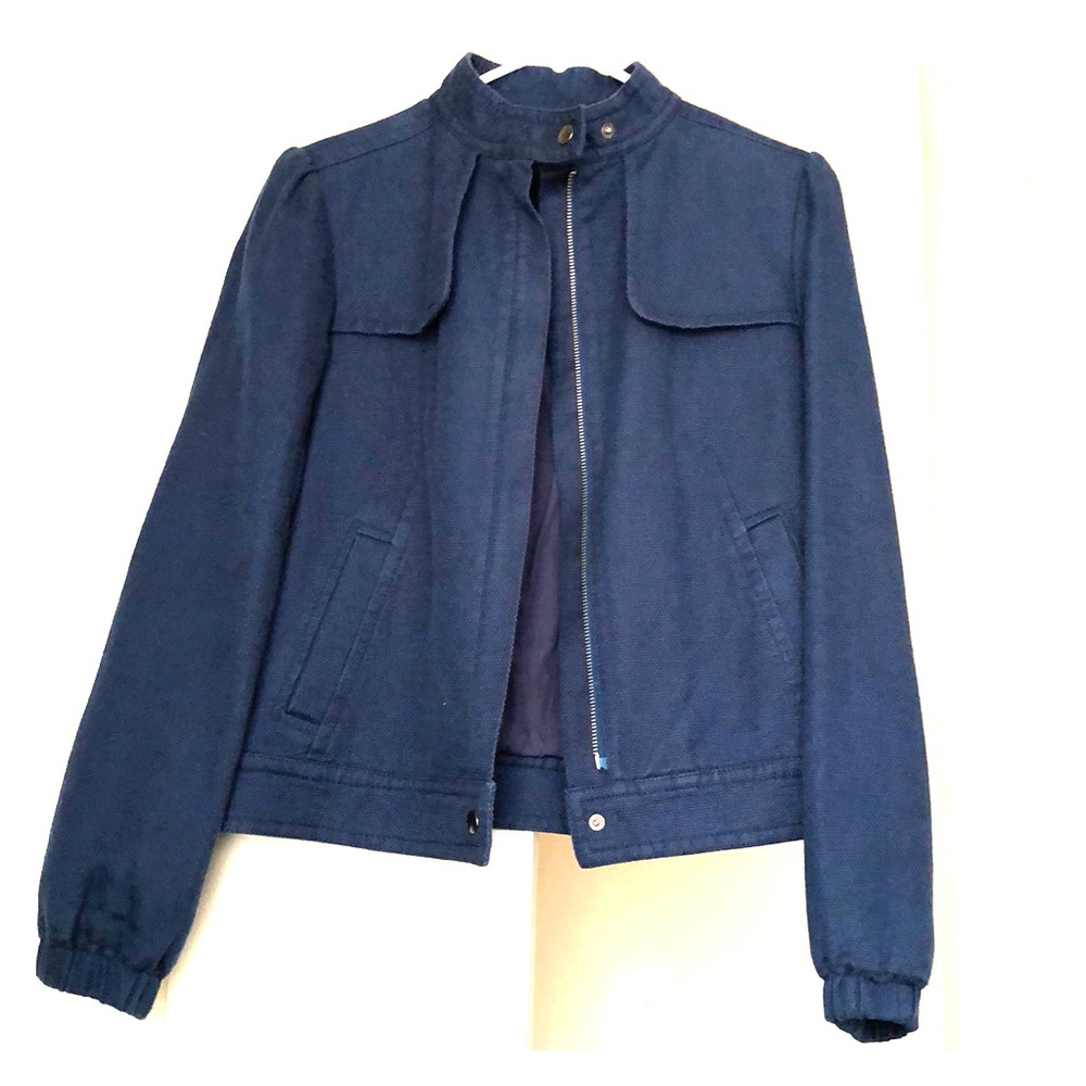 GAP navy linen banded collar jacket NWOT size S